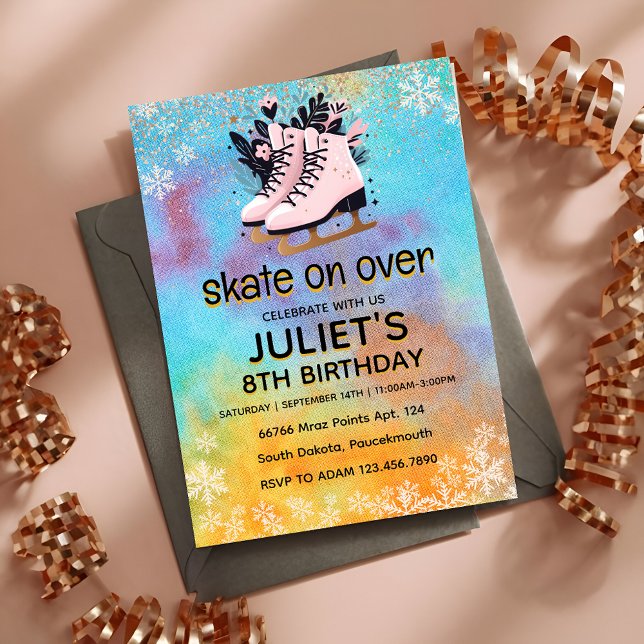 glitter skridskor party 8:e födelsedag inbjudningar (Skapare uppladdad)