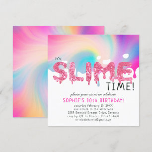 Glitter Slime Födelsedagsfest inbjudan
