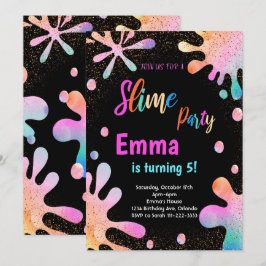 Glitter Slime Party födelsedagsinbjudan Inbjudningar