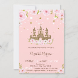 Glitter slott Stars Flowers Baby Shower Inbjudningar
