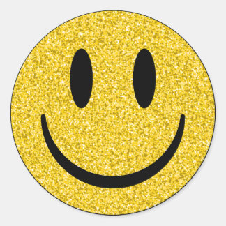 Glitter Smile Ansikte Runt Klistermärke