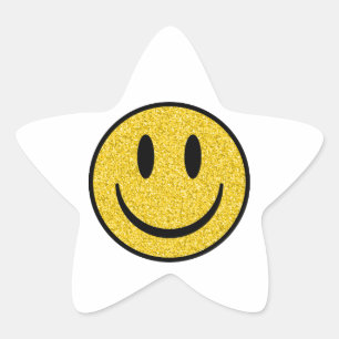 Glitter Smile Ansikte Stjärnformat Klistermärke