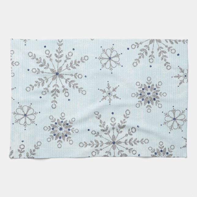 Glitter Snöflingor Kitchen Towel Kökshandduk (Horisontell)