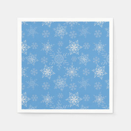 Glitter Snöflingor med blå bakgrund Pappersservett