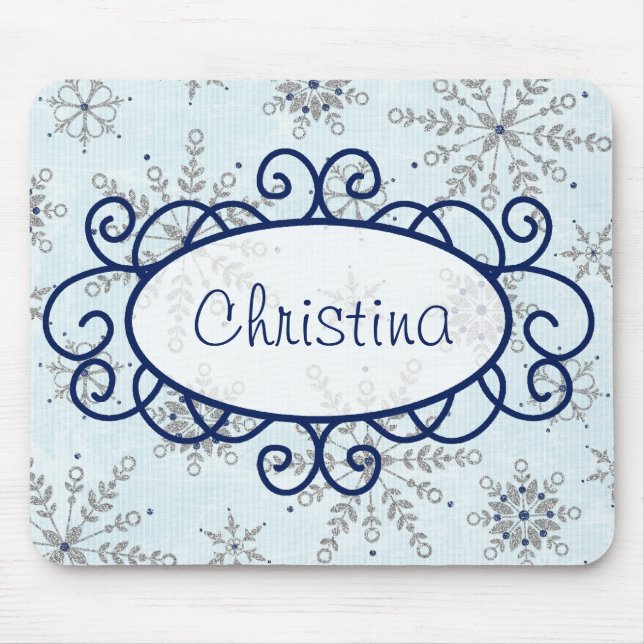 Glitter Snöflingor Mousepad Musmatta (Framsidan)
