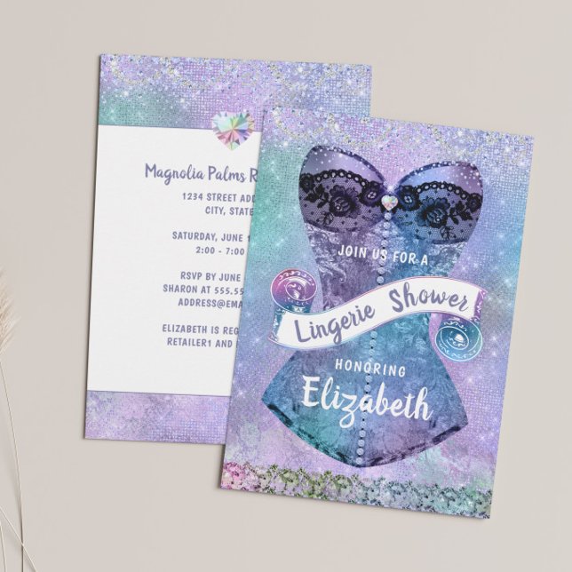 Glitter Snöre Corset Lingerie Möhippa Inbjudningar (Skapare uppladdad)