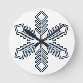 Glitter Snowflake - Baby Blue Branches Rund Klocka