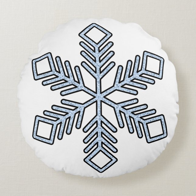 Glitter Snowflake - Baby Blue Branches Rund Kudde (Framsidan)