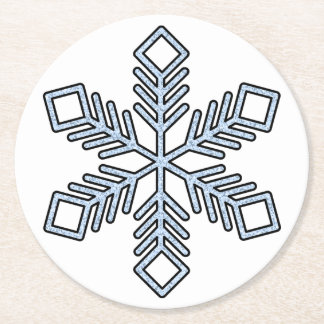 Glitter Snowflake - Baby Blue Branches Underlägg Papper Rund