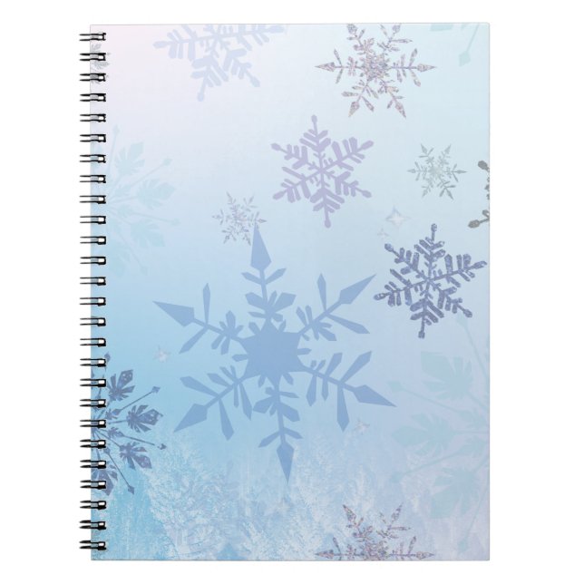 Glitter Snowflake Snowy Mountain Winter Anteckningsbok (Framsidan)