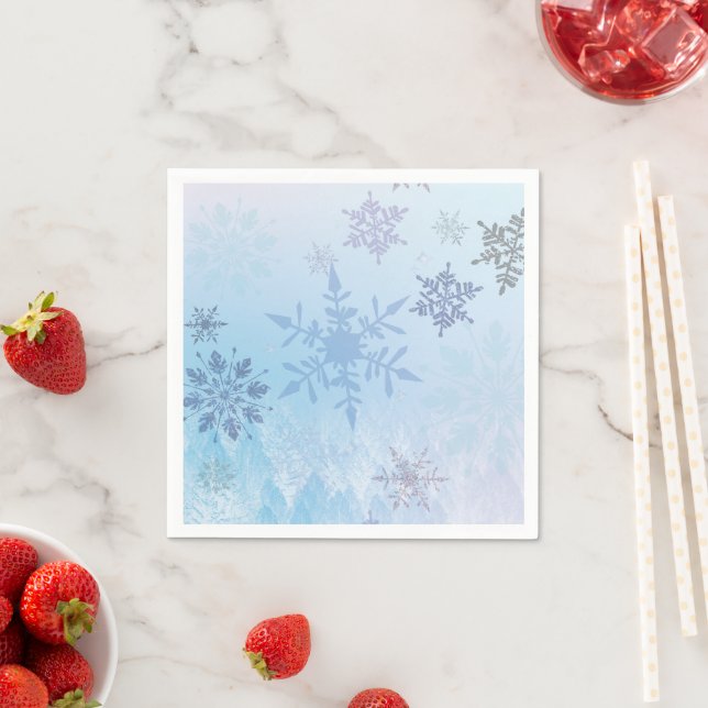 Glitter Snowflake Snowy Mountain Winter Pappersservett (Insitu)