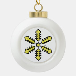 Glitter Snowflake - Yellow Star Julgranskula Keramik
