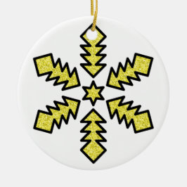 Glitter Snowflake - Yellow Star Julgransprydnad Keramik