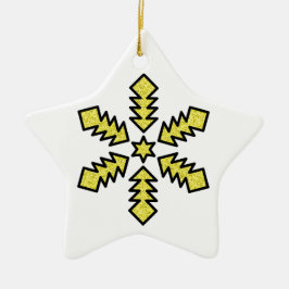 Glitter Snowflake - Yellow Star Julgransprydnad Keramik