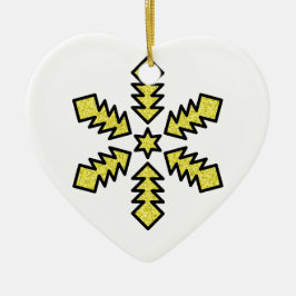 Glitter Snowflake - Yellow Star Julgransprydnad Keramik