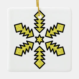 Glitter Snowflake - Yellow Star Julgransprydnad Keramik