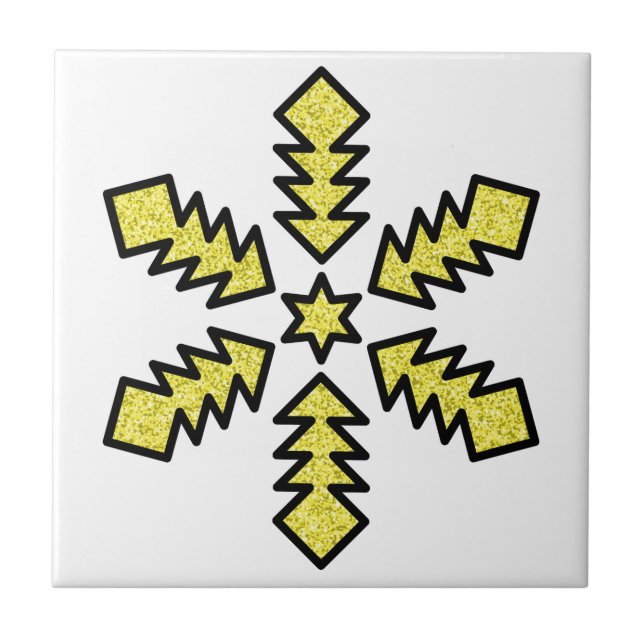 Glitter Snowflake - Yellow Star Kakelplatta (Framsidan)