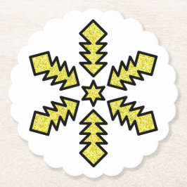 Glitter Snowflake - Yellow Star Underlägg Papper