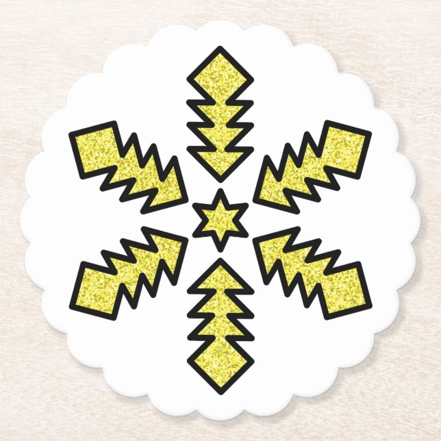 Glitter Snowflake - Yellow Star Underlägg Papper (Framsida)