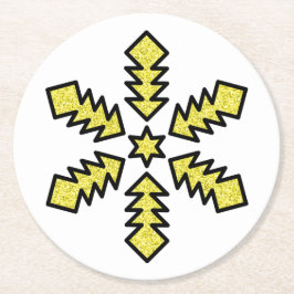 Glitter Snowflake - Yellow Star Underlägg Papper Rund