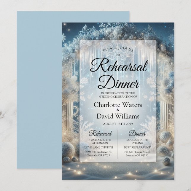 Glitter Soloy Forest Rehearsal Middag Inbjudningar (Fram/baksida)