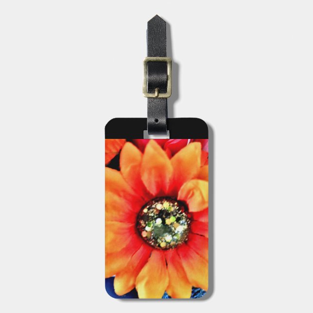 Glitter Solros Bagagebricka (Vertikal Framsida)