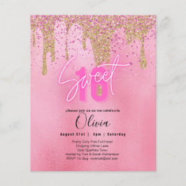 Glitter Söt 16 Flicka Rosa 16-årsdag Flygblad
