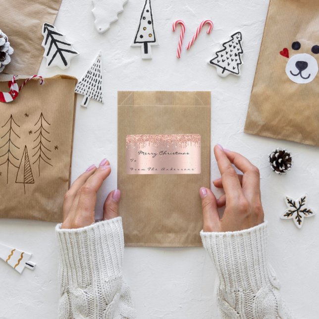 Glitter Spark Ro Snö Helgdagar  jul - säsong Fraktsedel (Glitter Spark Rose Snow Holidays Christmas Season Label)