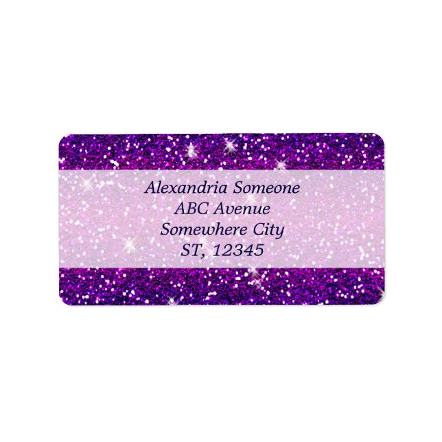 Glitter Sparkles Lila Rosa Struktur Adressetikett (Framsidan)