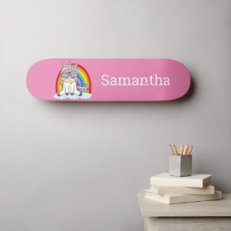 Glitter Sparkles. Rosa Skateboard Unicorn Rainbow