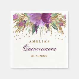 Glitter Sparkling Amethyst Quinceanera Napkin Pappersservett
