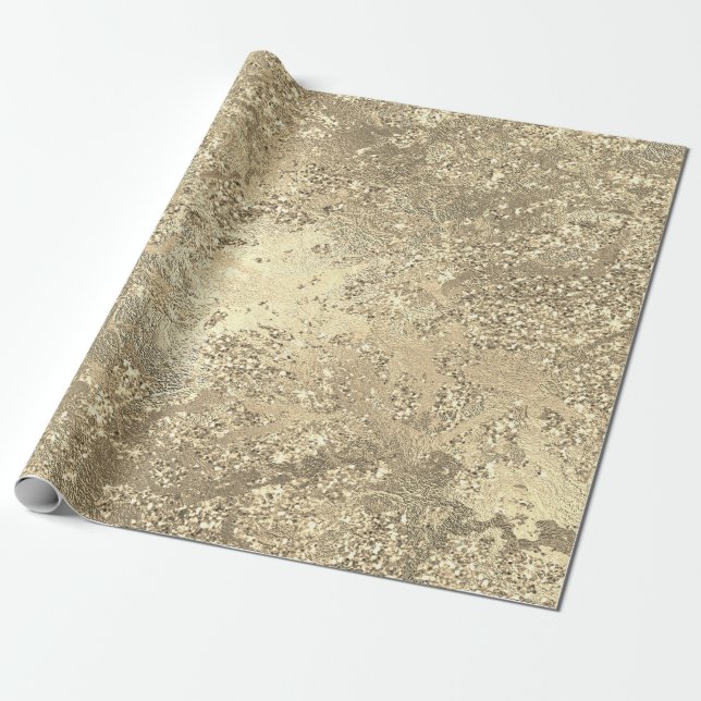 Glitter Sparkly Molten Guld Marble Shiny Metallic Presentpapper (Utrullad)
