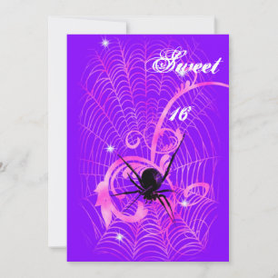 Glitter Spider Vines Gothic Lolita Sweet 16 Inbjudningar