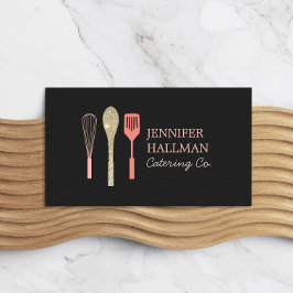 Glitter Spoon Whisk Spatula Logotyp Mörk Grått Visitkort