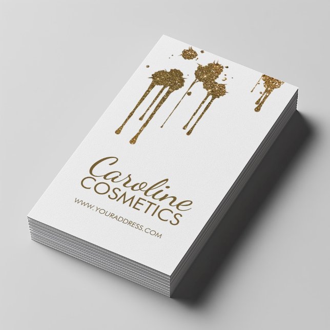 Glitter Spots Cosmetolog Simple White Card Visitkort (Perfect for business)