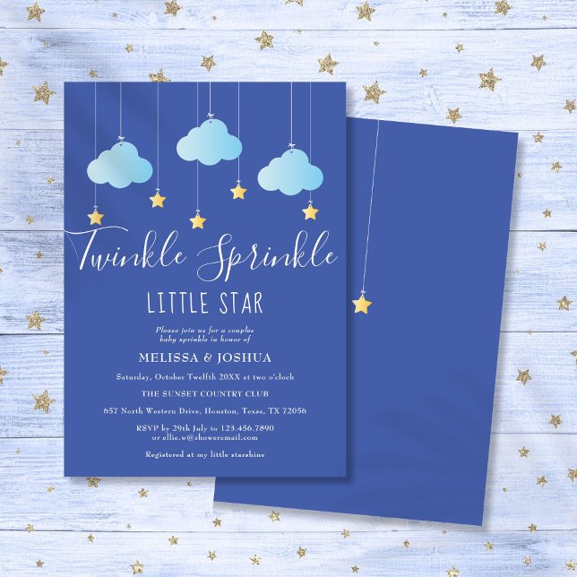 Glitter Sprinkle Liten Stjärna Baby Sprinkle Dusch Inbjudningar (Twinkle Sprinkle Little Star Baby Sprinkle Shower Invitation)