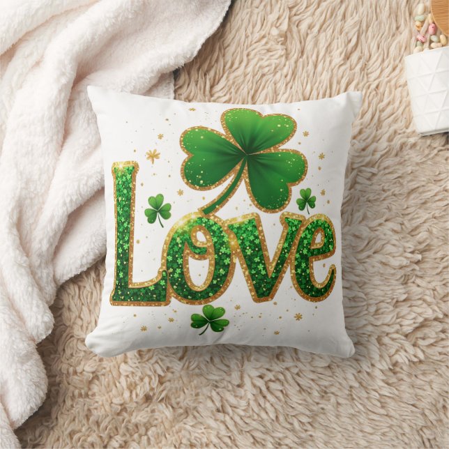 Glitter St. Patrick's Day Design Kudde (Filt)