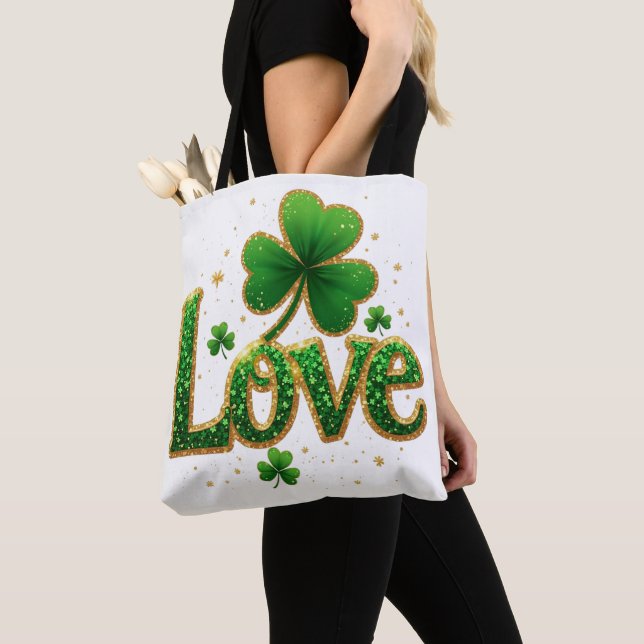 Glitter St. Patrick's Day Design Tygkasse (Närbild)
