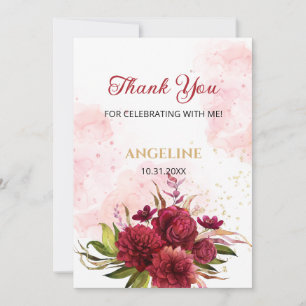 Glitter Stänk Burgundy Dahlia Ro födelsedag Tack Kort