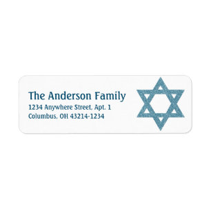 Glitter Star av David Hanukkah Adressetiketter d2 Returadress Etikett