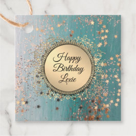 Glitter Stardust Blue Teal Personlig Birthday Gåvor Etiketter