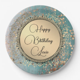 Glitter Stardust på Blue Teal Papper Tallrikar