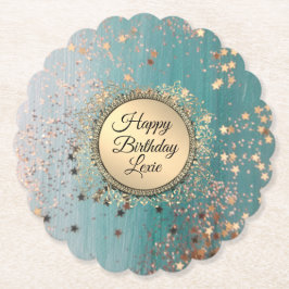 Glitter Stardust på Blue Teal Underlägg Papper