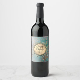 Glitter Stardust på Blue Teal Vinflaska Etikett
