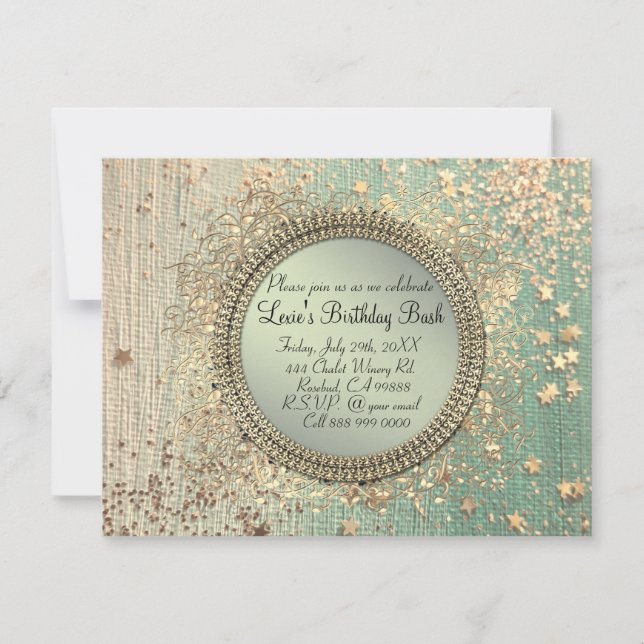 Glitter Stardust på Grönt Teal Meddelande (Framsida)