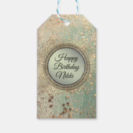 Glitter Stardust på Grönt Teal Presentetikett