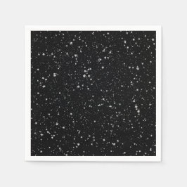 Glitter Stars2 - Silver Black Pappersservett