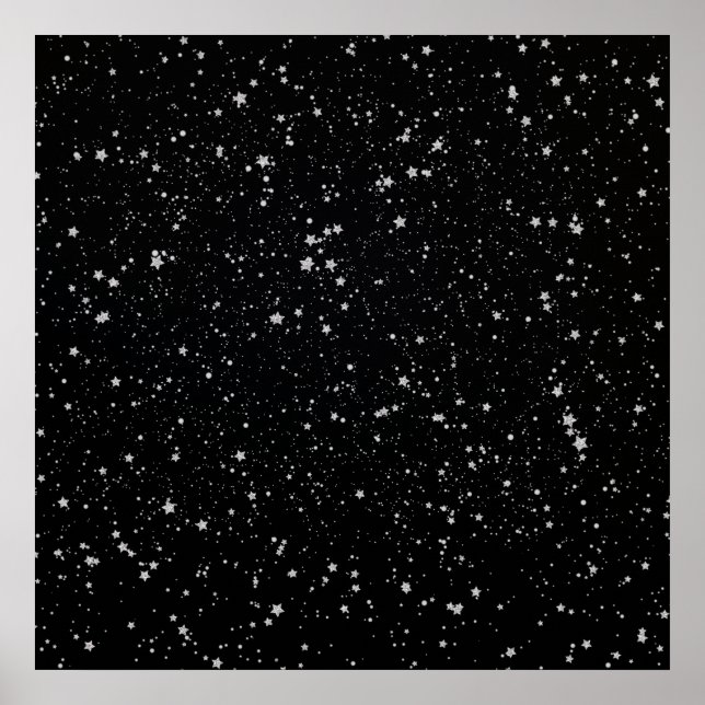 Glitter Stars2 - Silver Black Poster (Framsidan)