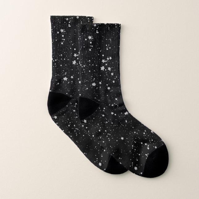 Glitter Stars2 - Silver Black Strumpor (Par)