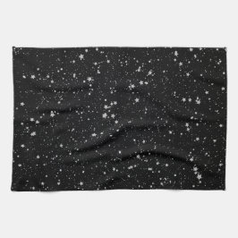 Glitter Stars2 - Silversvart Kökshandduk